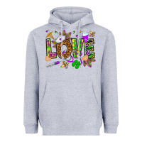 Heather Grey Mardi Gras love Nurse Heavyweight Hoodie - HowdyJamesFarm