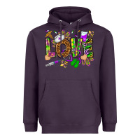 Plum Mardi Gras love Nurse Heavyweight Hoodie - HowdyJamesFarm