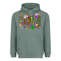 Sage Mardi Gras love Nurse Heavyweight Hoodie - HowdyJamesFarm