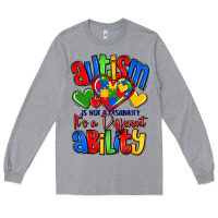 Heather Grey autism is not a disability it's a different abilit Long Sleeve Tee - LillyAllenDesigns