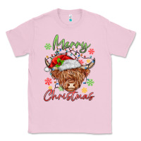 Bubblegum Pink merry christmas cow Classic Tee - MaliasSmallBusiness