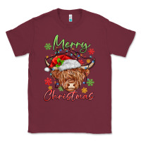 Burgundy merry christmas cow Classic Tee - MaliasSmallBusiness