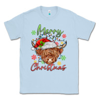 Dusty Blue merry christmas cow Classic Tee - MaliasSmallBusiness