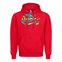 Red Autism Nurse Zipper Hoodie - NancyCooperArtShop