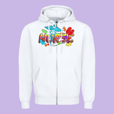 Autism Nurse Zipper Hoodie Designed By Nancycooperartshop