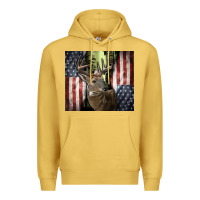 Antique Gold usa deer hunting woods Premium Hoodie - CowGirlArtShop