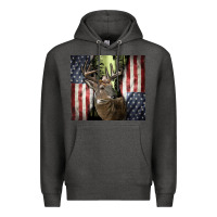 Charcoal Heather usa deer hunting woods Premium Hoodie - CowGirlArtShop