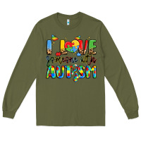 Army Green i love someone with autism Long Sleeve Tee - LillyAllenDesigns