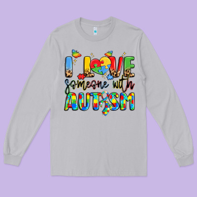 I Love Someone With Autism Long Sleeve Tee Designed By Lillyallendesigns