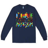 Navy i love someone with autism Long Sleeve Tee - LillyAllenDesigns