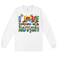 White i love someone with autism Long Sleeve Tee - LillyAllenDesigns