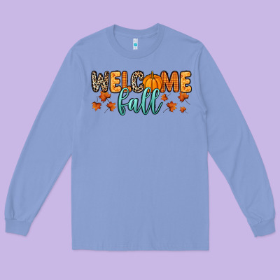 Welcome Fall Long Sleeve Tee Designed By Ranaportraitstore