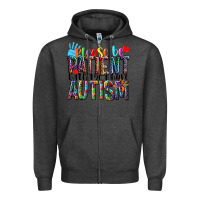 Charcoal Heather Please be patient with me i have Autism Zipper Hoodie - NancyCooperArtShop