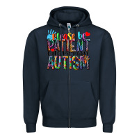 Navy Please be patient with me i have Autism Zipper Hoodie - NancyCooperArtShop