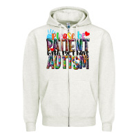 Oatmeal Heather Please be patient with me i have Autism Zipper Hoodie - NancyCooperArtShop