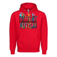 Red Please be patient with me i have Autism Zipper Hoodie - NancyCooperArtShop