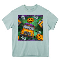 Arona halloween bus and pumpkin seamless pattern Heavy Core Tee - BundleAndBundleShop