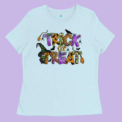 Trick Or Treat Ladies Tee Designed By Bundleandbundleshop