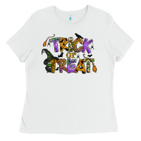 White trick or treat Ladies Tee - BundleAndBundleShop