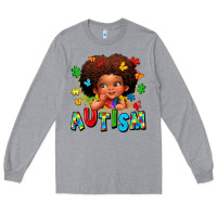 Heather Grey autism afro girl Long Sleeve Tee - LillyAllenDesigns