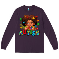 Plum autism afro girl Long Sleeve Tee - LillyAllenDesigns