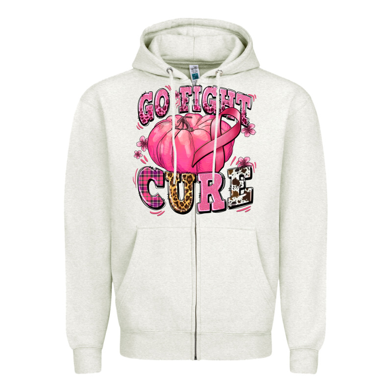 Go Fight Cure Pumpkin Zipper Hoodie by texasbilliewilder | Teevron