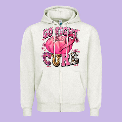 Go Fight Cure Pumpkin Zipper Hoodie Designed By Texasbilliewilder