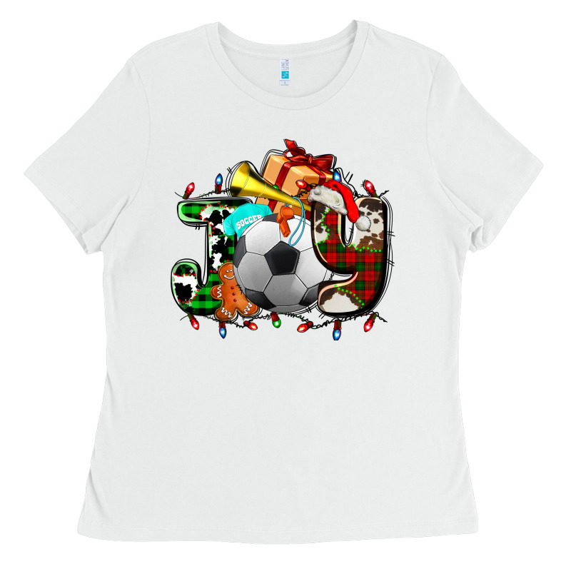 Joy With Soccer Element And Christmas Ladies Tee by AdoDesignShop | Teevron
