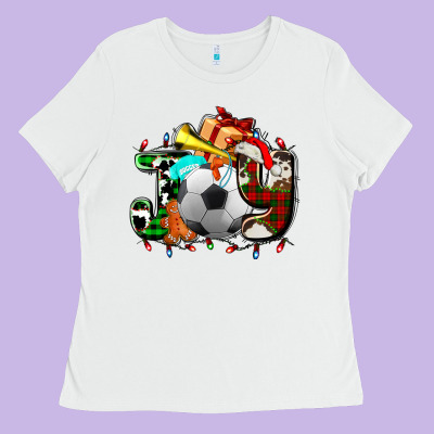 Joy With Soccer Element And Christmas Ladies Tee Designed By Adodesignshop