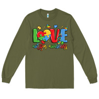 Army Green love autism awareness Long Sleeve Tee - LillyAllenDesigns