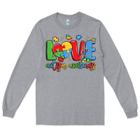 Heather Grey love autism awareness Long Sleeve Tee - LillyAllenDesigns