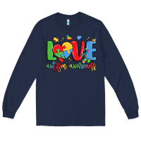 Navy love autism awareness Long Sleeve Tee - LillyAllenDesigns