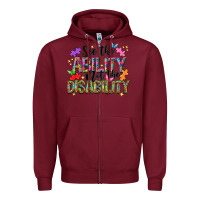 Burgundy see the ability not the disability nca Zipper Hoodie - NancyCooperArtShop