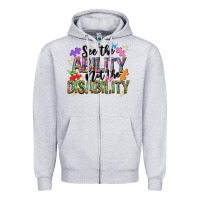 Heather Grey see the ability not the disability nca Zipper Hoodie - NancyCooperArtShop