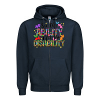 Navy see the ability not the disability nca Zipper Hoodie - NancyCooperArtShop