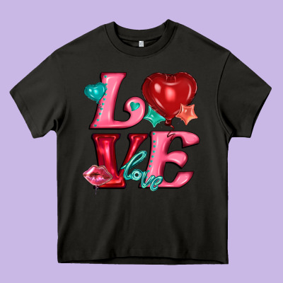 Love With Balloons Heavy Core Tee Designed By Adodesignshop