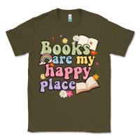 Army Green books are my happy place Classic Tee - MaliasSmallBusiness
