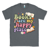Charcoal Heather books are my happy place Classic Tee - MaliasSmallBusiness