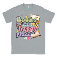 Heather Grey books are my happy place Classic Tee - MaliasSmallBusiness