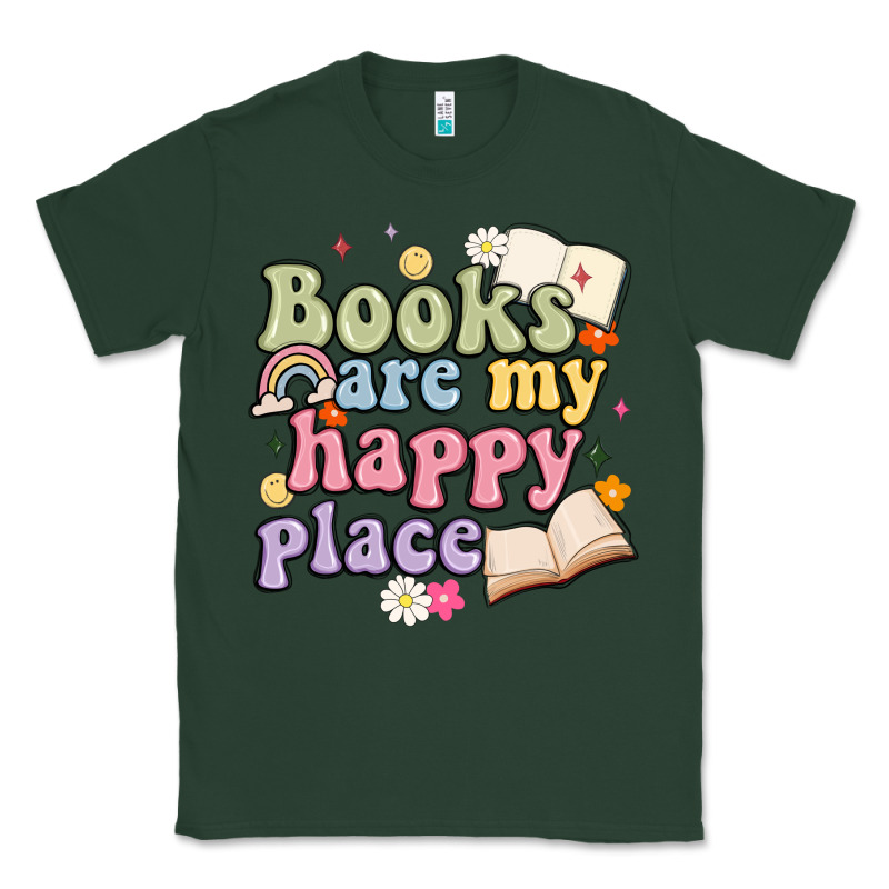 Books Are My Happy Place Classic Tee by MaliasSmallBusiness | Teevron