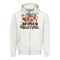 Oatmeal Heather Different is beautiful Zipper Hoodie - NancyCooperArtShop