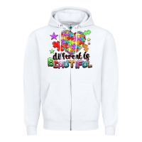 White Different is beautiful Zipper Hoodie - NancyCooperArtShop