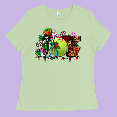 Joy And Tennis Christmas Ladies Tee Designed By Adodesignshop