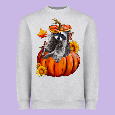 Fall Pumpkin Raccoon Heavyweight Sweatshirt Designed By Lillyallendesigns