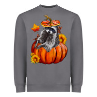 Storm Fall Pumpkin Raccoon Heavyweight Sweatshirt - LillyAllenDesigns