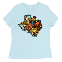 Baby Blue rodeo sunflower texas map Ladies Tee - JahusDesignShop