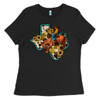 Black rodeo sunflower texas map Ladies Tee - JahusDesignShop