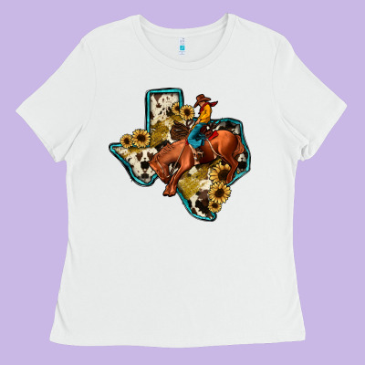 Rodeo Sunflower Texas Map Ladies Tee Designed By Jahusdesignshop