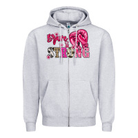 Heather Grey brave and strong Zipper Hoodie - NancyCooperArtShop