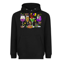 Black Mardi Gras wine glasses Heavyweight Hoodie - HowdyJamesFarm